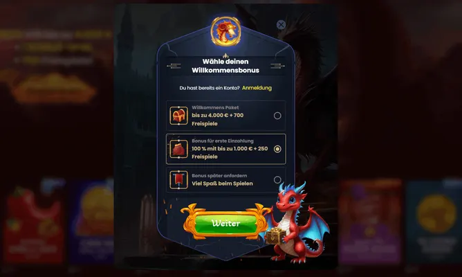 Dragonslots Casino registration page screenshot